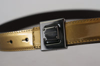 Thumbnail for Gold Square Buckle Leather Belt