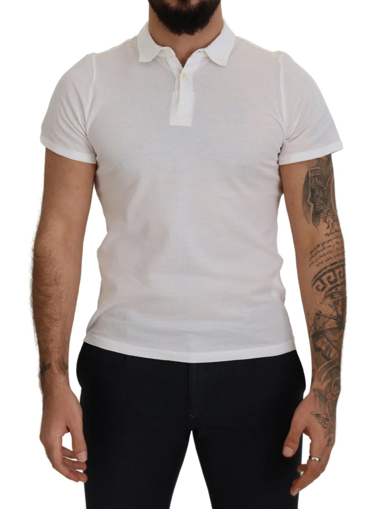 Elegant White Cotton Polo T-Shirt