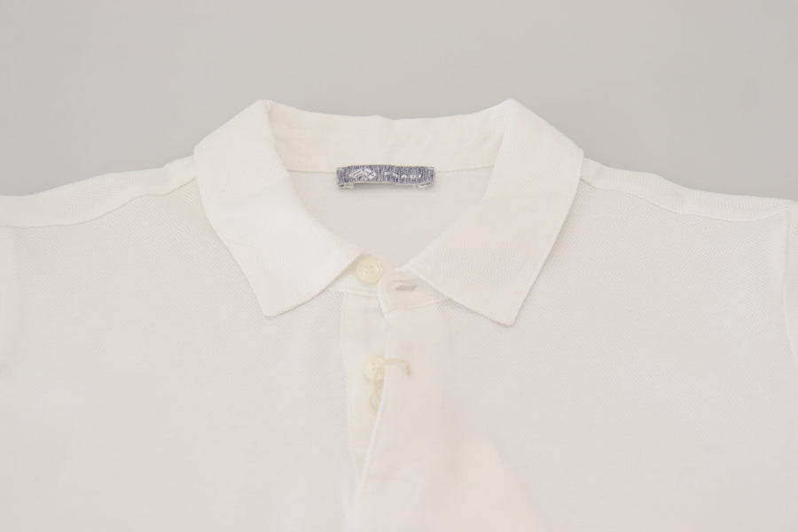 Elegant White Cotton Polo T-Shirt