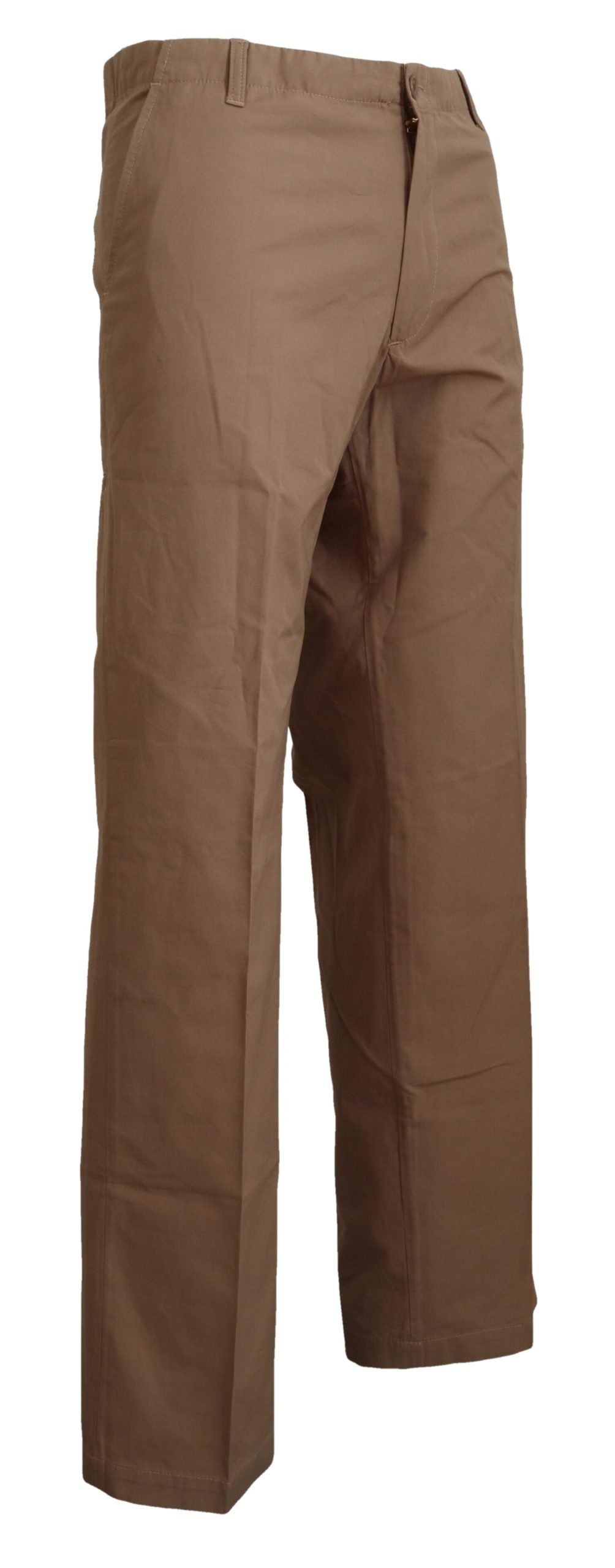 Brown Cotton Straight Fit Chinos Men Pants