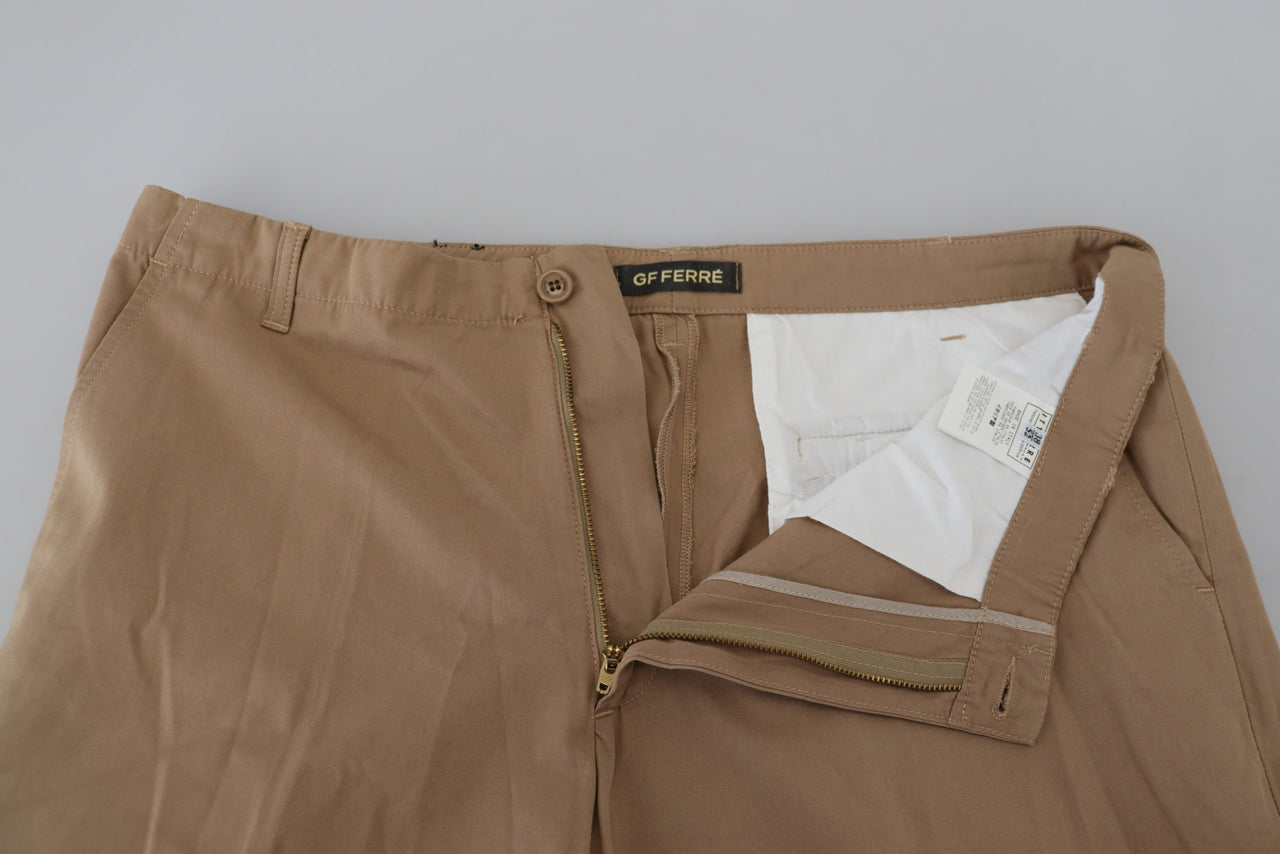 Brown Cotton Straight Fit Chinos Men Pants