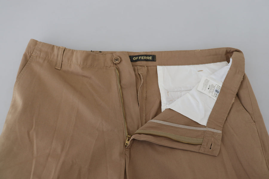 Brown Cotton Straight Fit Chinos Men Pants