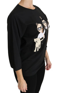 Thumbnail for Elegant Black Silk Stretch Embroidered Top