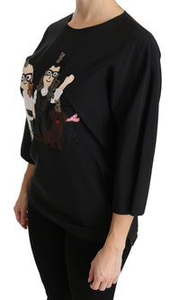 Thumbnail for Elegant Black Silk Stretch Embroidered Top
