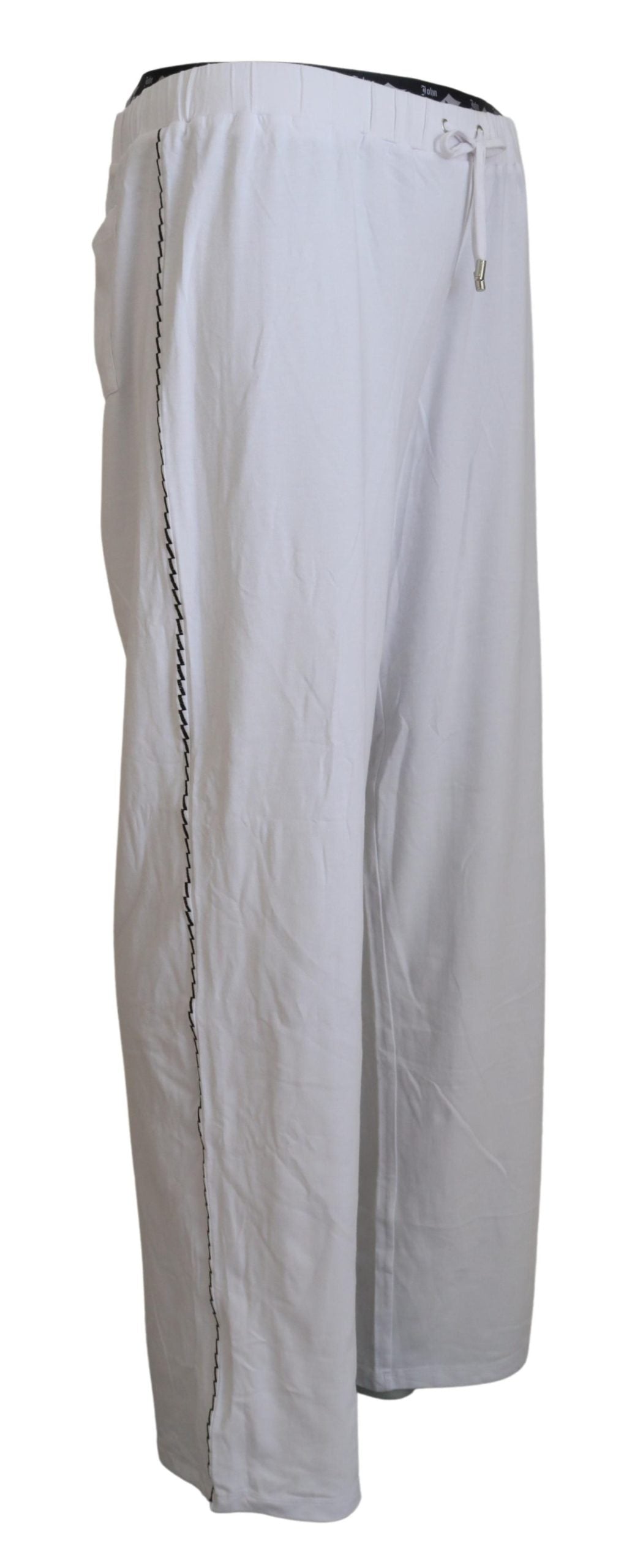 White Cotton Logo Loose Men Pants