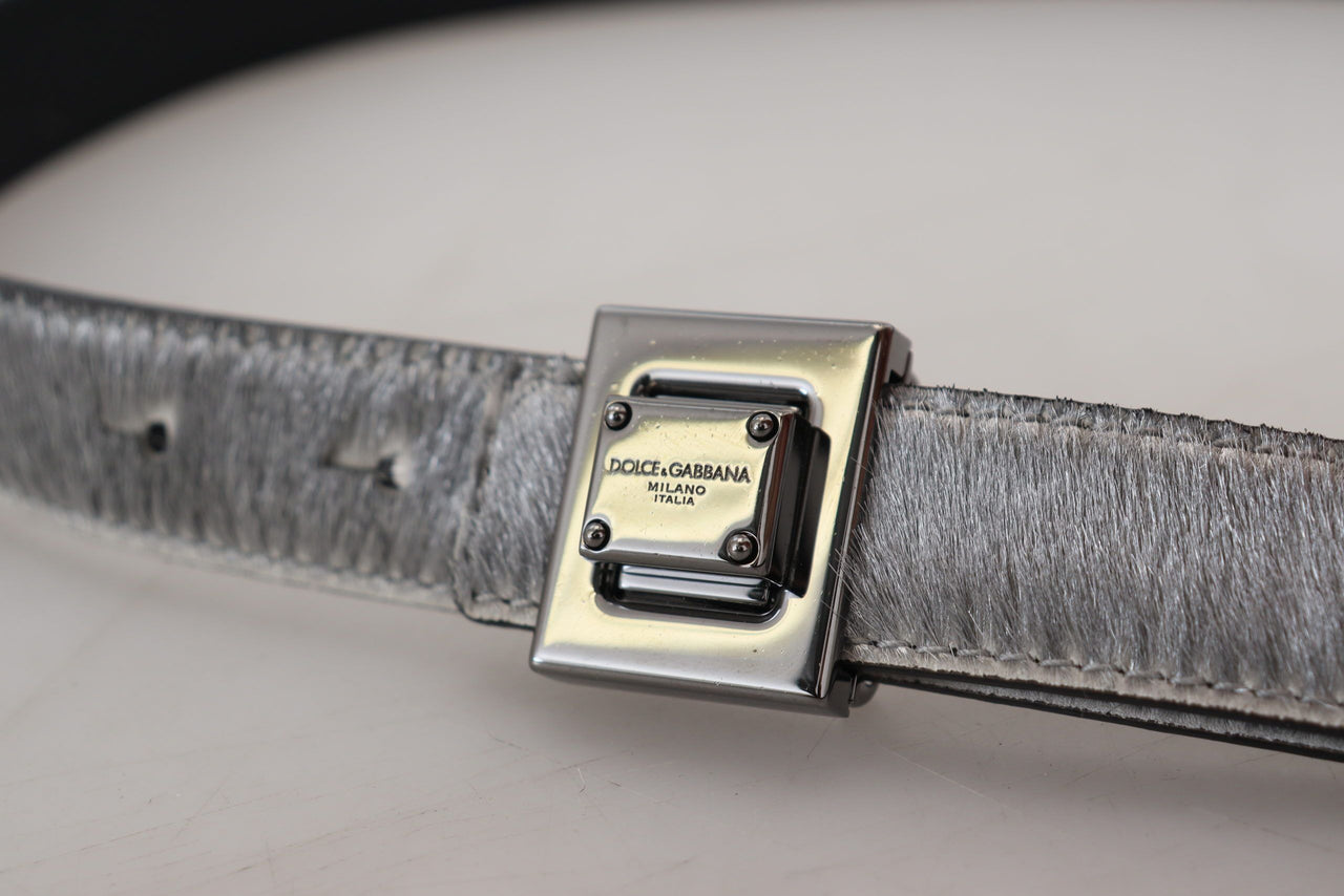 Elegant Silver Leather Designer Belt