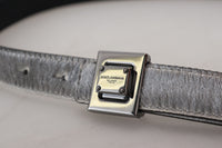 Thumbnail for Elegant Silver Leather Designer Belt