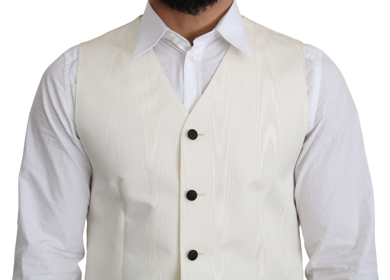 Elegant Off-White Silk Formal Vest