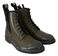 Thumbnail for Chic Military Green Leather Ankle Boots