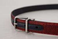 Thumbnail for Elegant Red Leather Belt with Metal Buckle