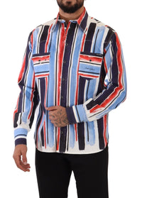 Thumbnail for Elegant Striped Cotton Shirt with Pockets