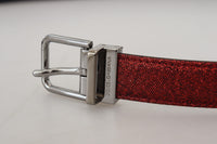 Thumbnail for Elegant Red Leather Belt with Metal Buckle