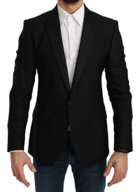 Thumbnail for Elegant Black Polka Dotted Wool Blend Blazer