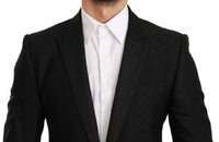 Thumbnail for Elegant Black Polka Dotted Wool Blend Blazer