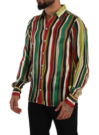 Thumbnail for Elegant Multicolor Striped Silk Blend Shirt
