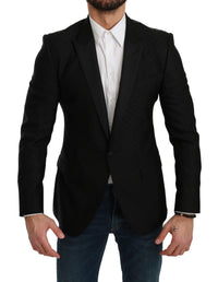Thumbnail for Elegant Black Polka Dotted Wool Blend Blazer