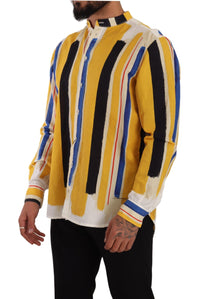 Thumbnail for Elegant Yellow Striped Henley Shirt