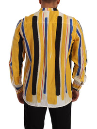 Thumbnail for Elegant Yellow Striped Henley Shirt