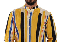 Thumbnail for Elegant Yellow Striped Henley Shirt