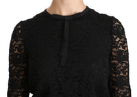 Thumbnail for Elegant Black Lace Crew Neck Blouse