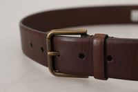 Thumbnail for Elegant Brown Leather Belt with Metal Buckle