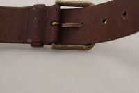 Thumbnail for Elegant Brown Leather Belt with Metal Buckle