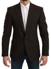 Thumbnail for Elegant Brown Virgin Wool Martini Blazer