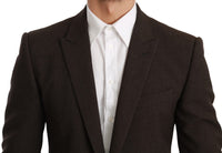 Thumbnail for Elegant Brown Virgin Wool Martini Blazer
