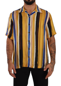 Thumbnail for Yellow Striped Silk-Blend Men's Shirt