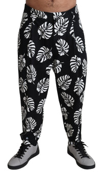 Thumbnail for Elegant Palm Leaf Print Cotton Trousers