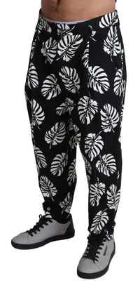 Thumbnail for Elegant Palm Leaf Print Cotton Trousers