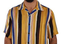 Thumbnail for Yellow Striped Silk-Blend Men's Shirt