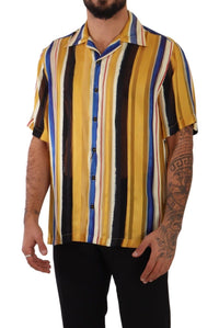 Thumbnail for Yellow Striped Silk-Blend Men's Shirt