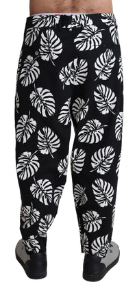 Thumbnail for Elegant Palm Leaf Print Cotton Trousers
