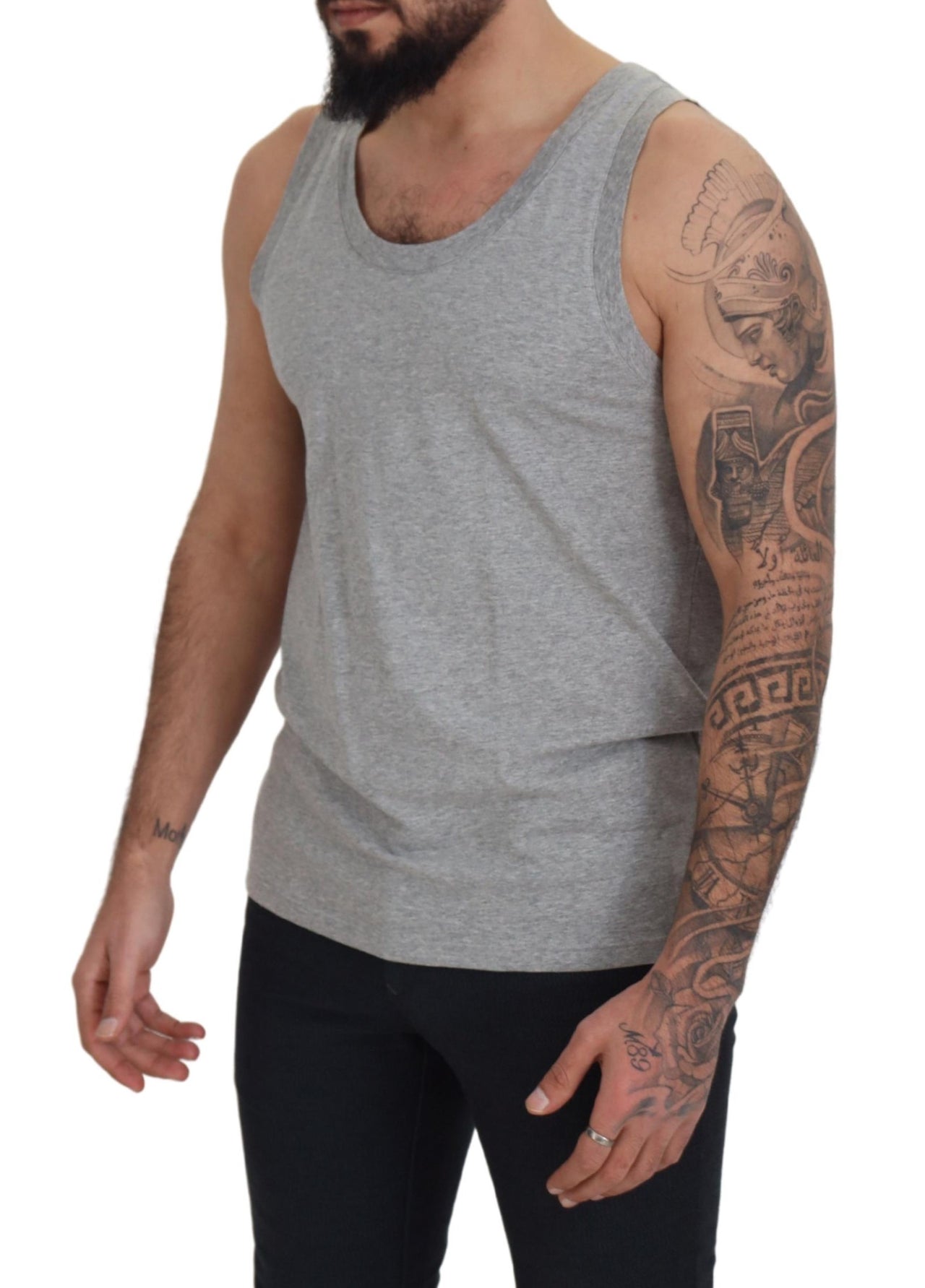 Gray Sleeveless Logo Print Underwear T-shirt