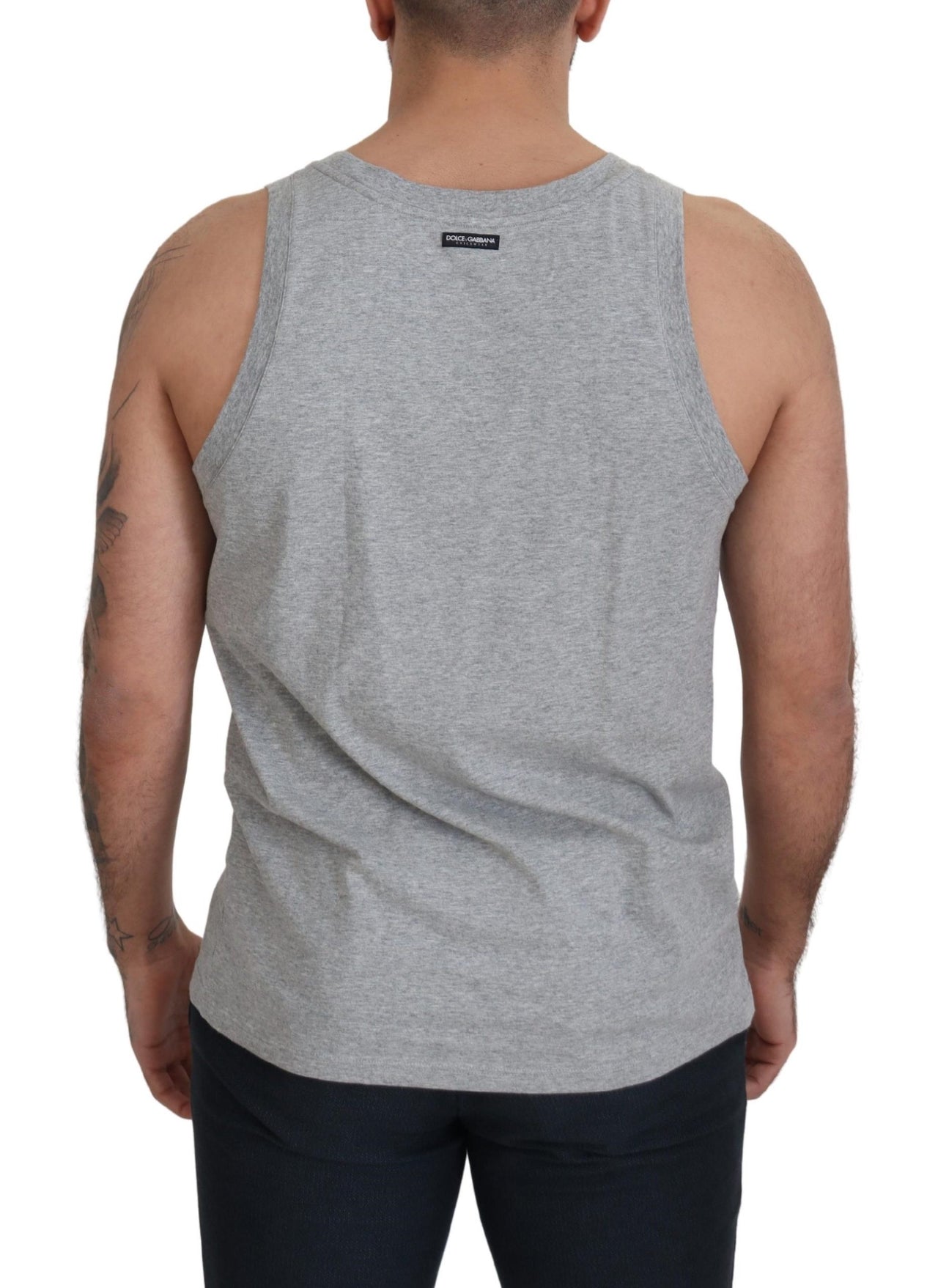 Gray Sleeveless Logo Print Underwear T-shirt