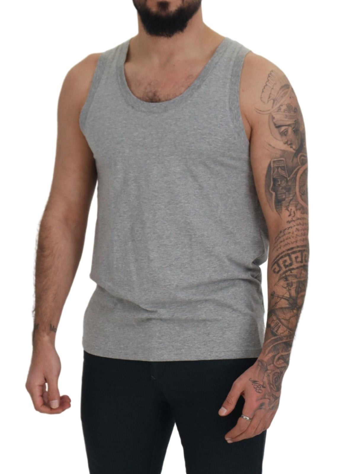 Gray Sleeveless Logo Print Underwear T-shirt