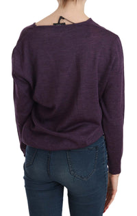 Thumbnail for Elegant Purple V-Neck Wool Blouse