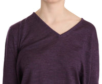 Thumbnail for Elegant Purple V-Neck Wool Blouse