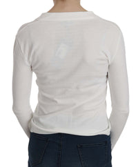 Thumbnail for White V-neck Long Sleeve Cropped Cardigan Tops Sweater