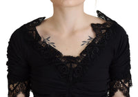 Thumbnail for Black Sheath Midi Bodycon Lace Silk Dress
