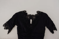 Thumbnail for Black Sheath Midi Bodycon Lace Silk Dress