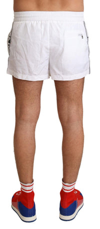 Thumbnail for Elegant White KING Motive Swim Trunks