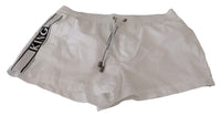 Thumbnail for Elegant White KING Motive Swim Trunks