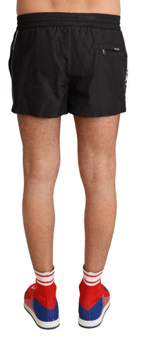 Thumbnail for Elegant Black KING Motive Swim Trunks