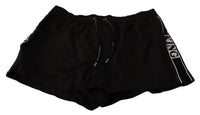 Thumbnail for Elegant Black KING Motive Swim Trunks