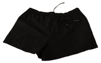 Thumbnail for Elegant Black KING Motive Swim Trunks