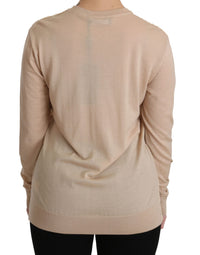 Thumbnail for Elegant Beige Lace Crew Neck Cashmere Blouse