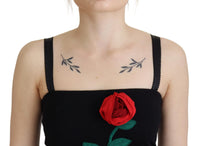 Thumbnail for Black Sheath Bodycon Stretch Roses Dress
