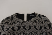 Thumbnail for Black Gray Jacquard Sheath Bodycon Dress
